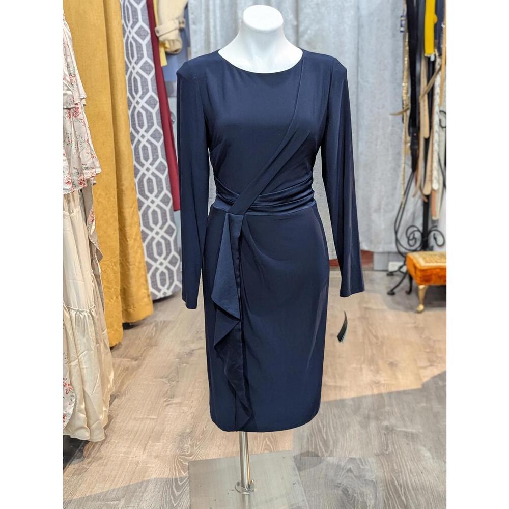 Ralph Lauren Navy Blue Midi Faux Wrap
